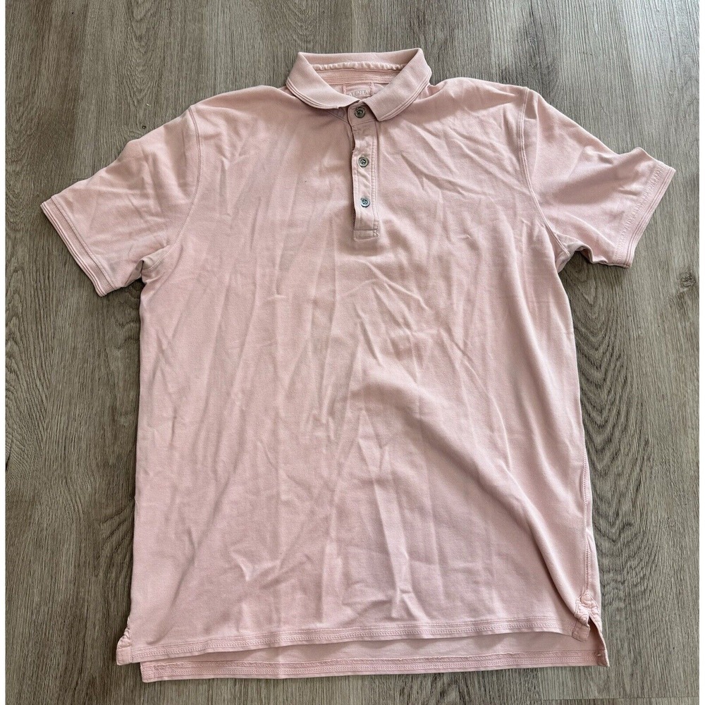 ALPHA STUDIO Polo Shirt Mens Large Pink Short Sleeve